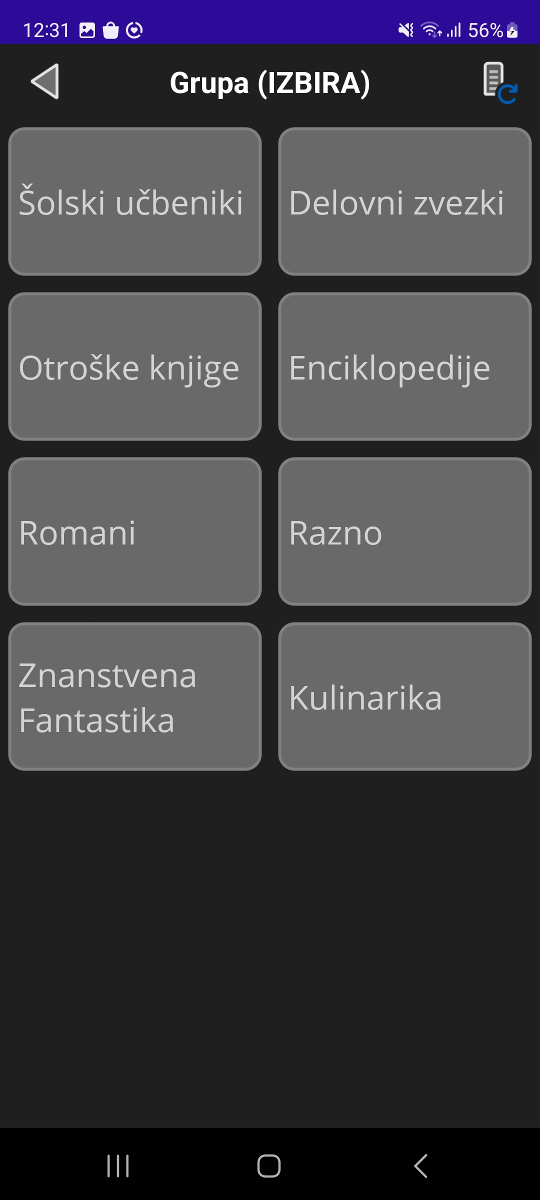 Slika 3: Dodajanje produkta - izbira grupe