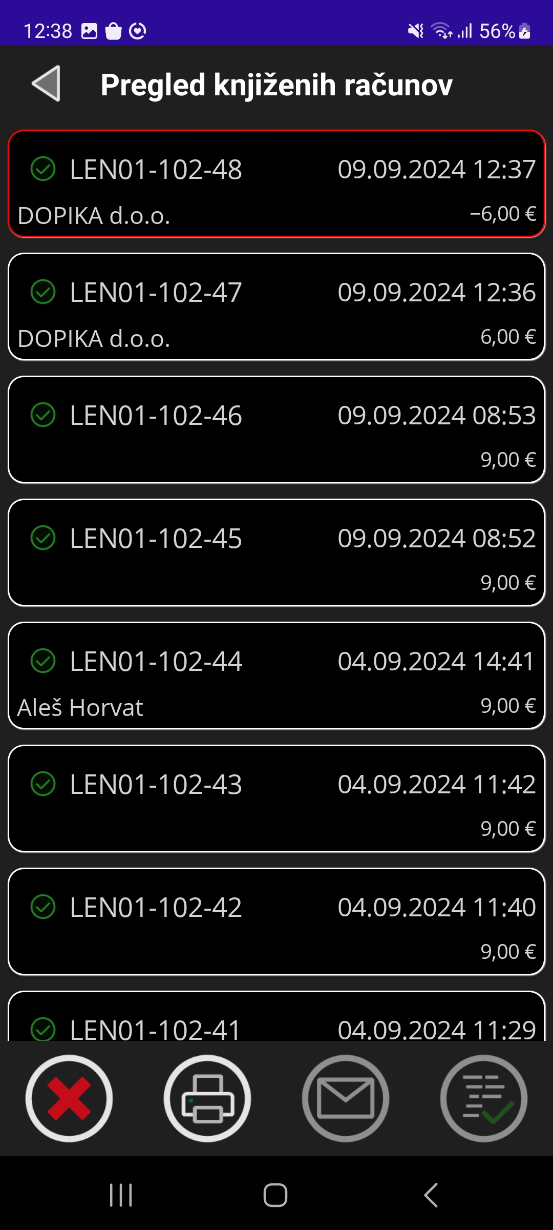 Slika 1: Prikaz knjiženih računov